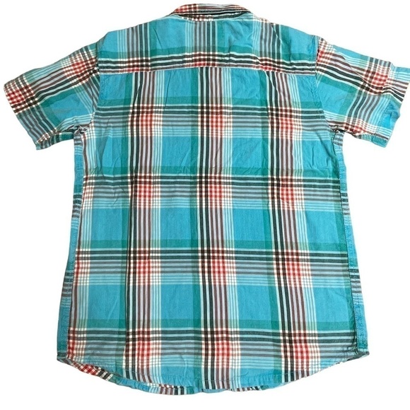 Kavu blue red plaid button down shirt youth large NWT - Picture 2 of 7